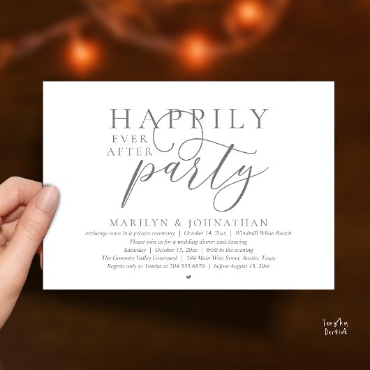 Invitation Fête de Mariage Moderne et Éternelle Fuite Amoureu
