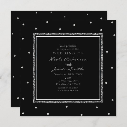 Invitation Fête de mariage moderne et glamour à points noirs  (Devant / Derrière)
