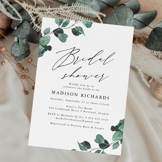 Invitation Fête de mariage Moderne Eucalyptus Verdure