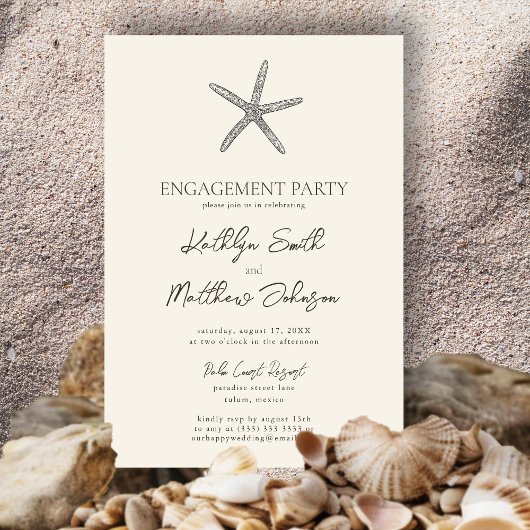 Invitation Fête de mariage moderne Starfish Beach