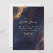 Invitation Fête de mariage Navy Blue et calligraphie dorée (Devant)