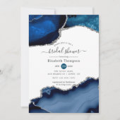 Invitation Fête de mariage Navy et Agate argentée (Devant)