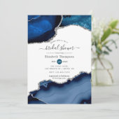 Invitation Fête de mariage Navy et Agate argentée (Debout devant)