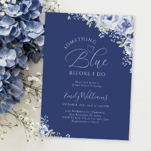 Invitation Fête de mariage Navy Floral Something Blue