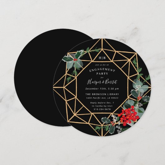 Invitation Fête de mariage Noël (Devant / Derrière)