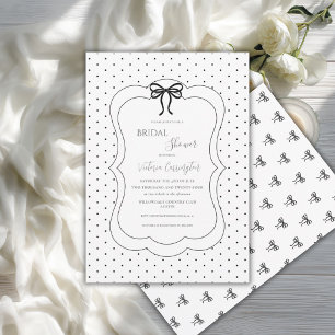 Invitation Fête de mariage noir blanc à pois et noeuds