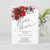 Invitation Fête de mariage noir et rouge (Debout devant)