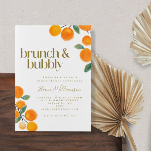 Invitation Fête de mariage Orange Citrus Fruits Brunch Bulles