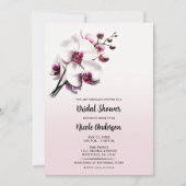 Invitation Fête de mariage Orchidée Fleur Rose et Blanche (Devant)