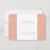 Invitation Fête de mariage pailleté or rose (Devant)