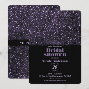 Invitation Fête de Mariage Paillettes Violettes Lumières Scin