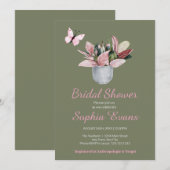 Invitation Fête de mariage papillon et plante en pot verte (Devant / Derrière)