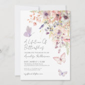 Invitation Fête de mariage papillon fleur sauvage (Devant)