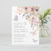 Invitation Fête de mariage papillon fleur sauvage (Debout devant)