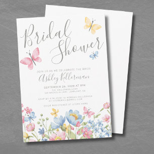 Invitation Fête de mariage papillon fleur sauvage