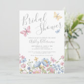 Invitation Fête de mariage papillon floral (Debout devant)