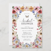 Invitation Fête de mariage papillon floral (Devant)