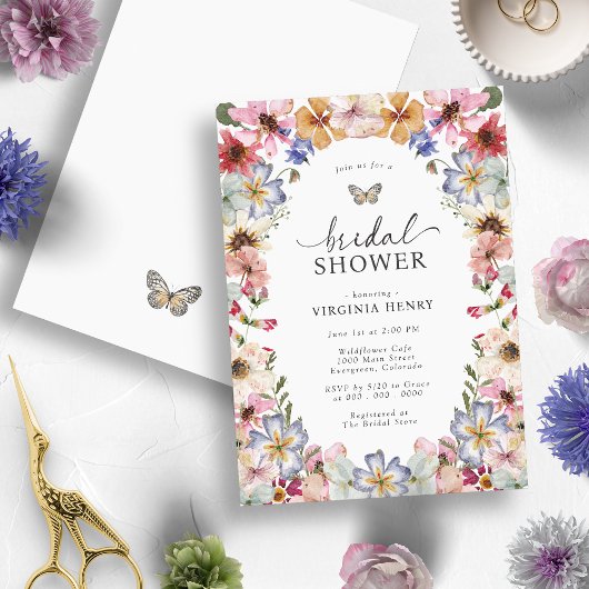 Invitation Fête de mariage papillon floral