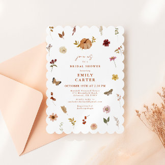 Invitation Fête de mariage papillon floral Citrouille Crénelé