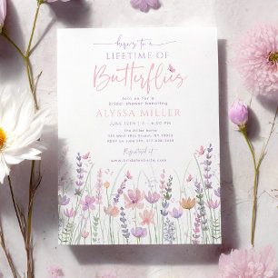 Invitation Fête de mariage papillon pastel rose à vie