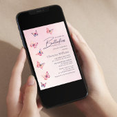 Invitation Fête de mariage papillon rose rose