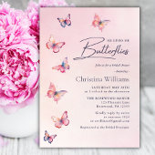 Invitation Fête de mariage papillon rose rose