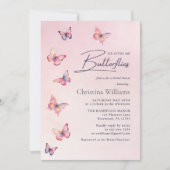 Invitation Fête de mariage papillon rose rose (Devant)