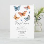 Invitation Fête de mariage papillons à l'aquarelle simplement (Debout devant)