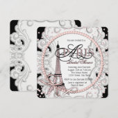 Invitation Fête de mariage Paris Rose (Devant / Derrière)