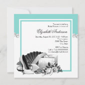 Invitation Fête de mariage perle bleu sarcelle (Dos)