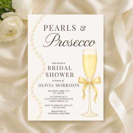 Invitation Fête de mariage Perles et Prosecco