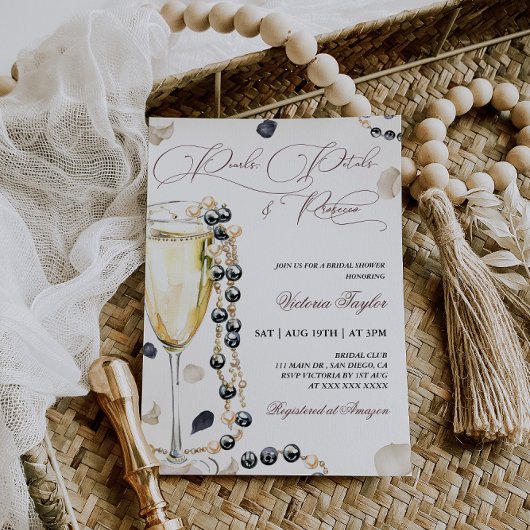 Invitation Fête de mariage Perles et Prosecco