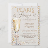 Invitation Fête de mariage Perles et Prosecco (Devant)