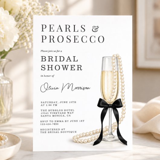 Invitation Fête de mariage Perles & Prosecco