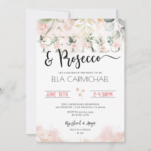 Invitation Fête de mariage Petals Prosecco Wine (Devant)