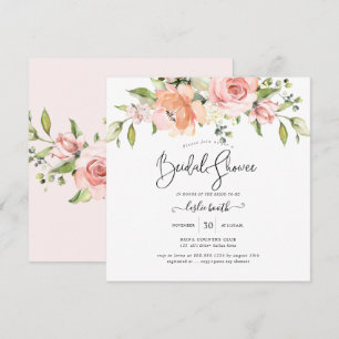 Invitation Fête de mariage PixDezines aquarelle rose poudré