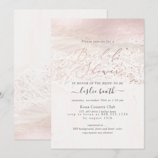 Invitation Fête de mariage PixDezines Blush Coastal/Shoreline (Devant / Derrière)