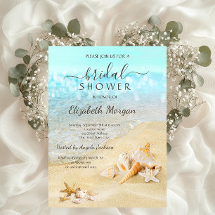 Invitation Fête de Mariage Plage Coquillages Sable