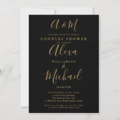 Invitation Fête de mariage pour couples à monogramme noir et  (Devant)