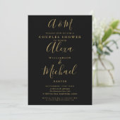 Invitation Fête de mariage pour couples à monogramme noir et  (Debout devant)