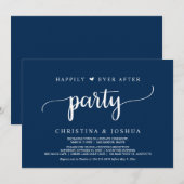 Invitation Fête de Mariage Pour Toujours, Fuite en Bleu Marin (Devant / Derrière)