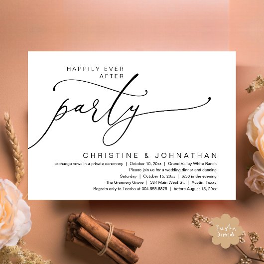 Invitation Fête de mariage "Pour toujours heureux", Dîner de