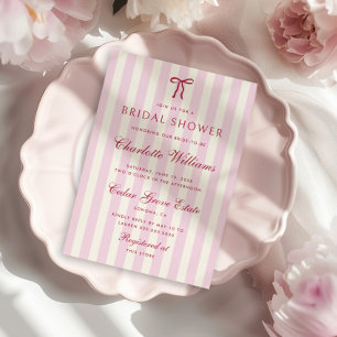 Invitation Fête de mariage preppy à rayures roses