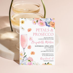 Invitation Fête de Mariage Prosecco Pétales Rose Orange