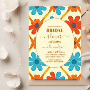 Invitation Fête de mariage rétro des années 70 orange Groovy