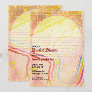 Invitation Fête de Mariage Rétro Jaune sur le thème des année