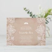 Invitation Fête de Mariage Rétro Rose en Dentelle (Debout devant)