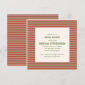 Invitation Fête de mariage rétro rose orange vert rayé (Devant / Derrière)