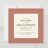 Invitation Fête de mariage rétro rose orange vert rayé (Devant)