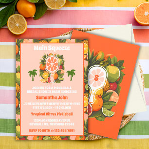 Invitation Fête de Mariage Retro Tropical Citron Pickleball